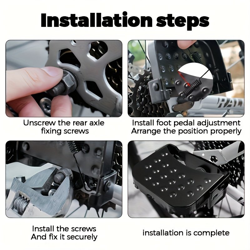 Bicycle Rear Seat Foot Pegs Pedals Pair for Passenger Riding