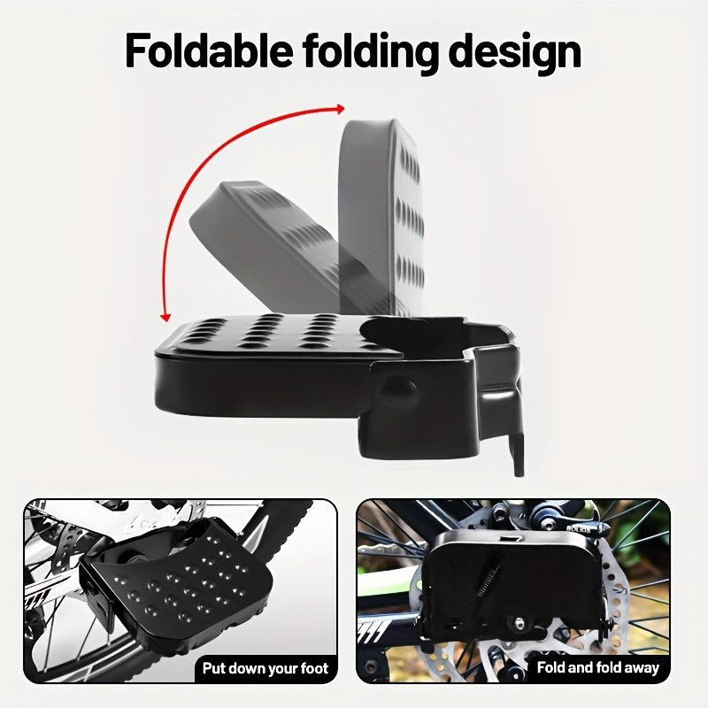 Bicycle Rear Seat Foot Pegs Pedals Pair for Passenger Riding
