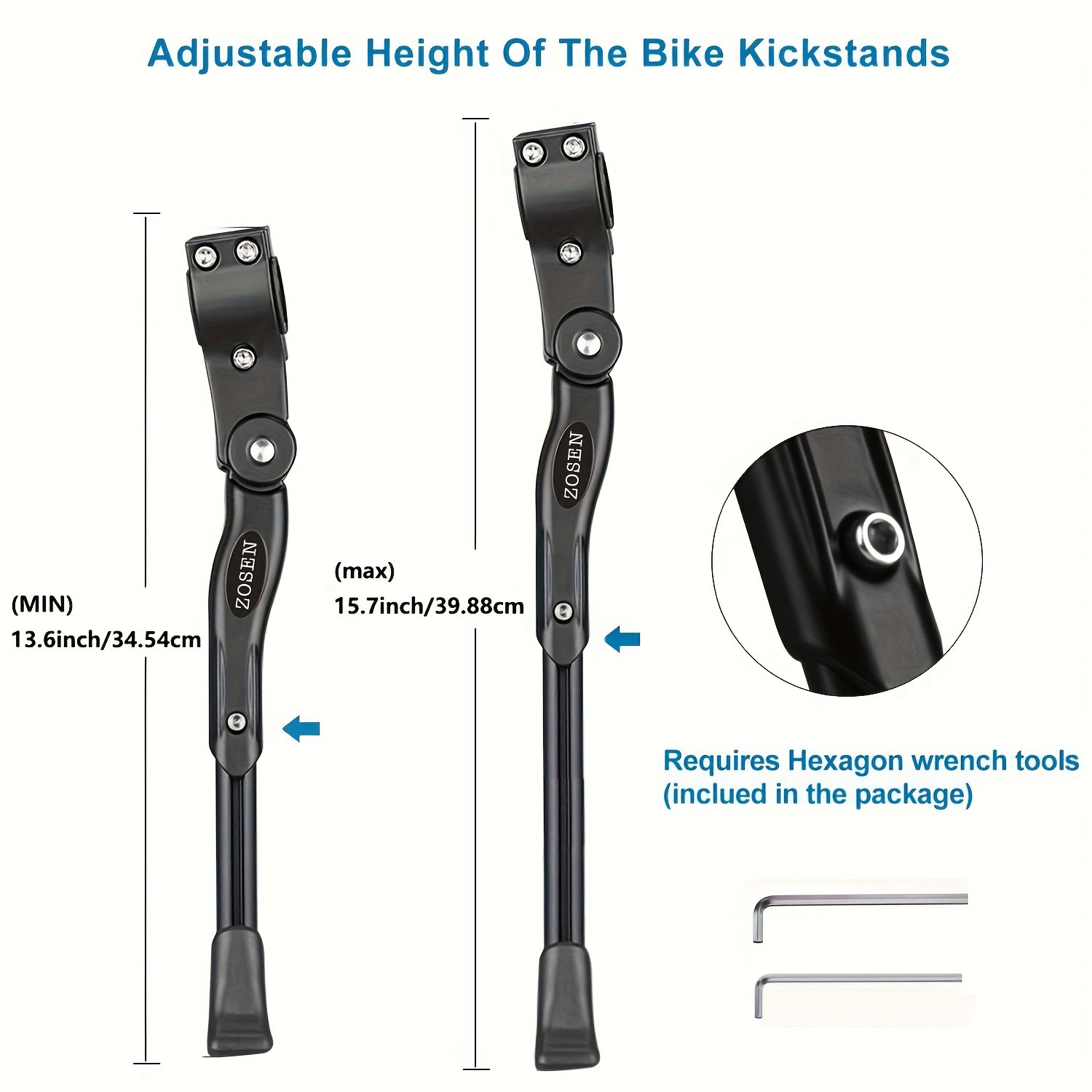 Adjustable Aluminum Alloy Bicycle Kickstand for Mountain & Road Bikes