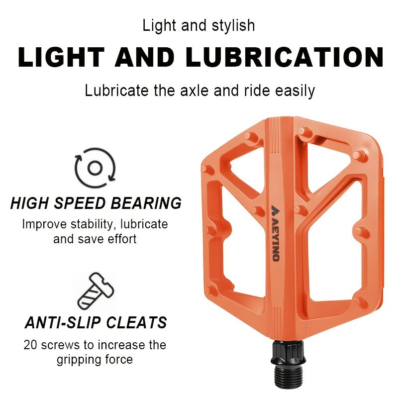 AEYINO Ultralight Wide Flat Bicycle Pedals Anti-Slip Platform with DU Bearings