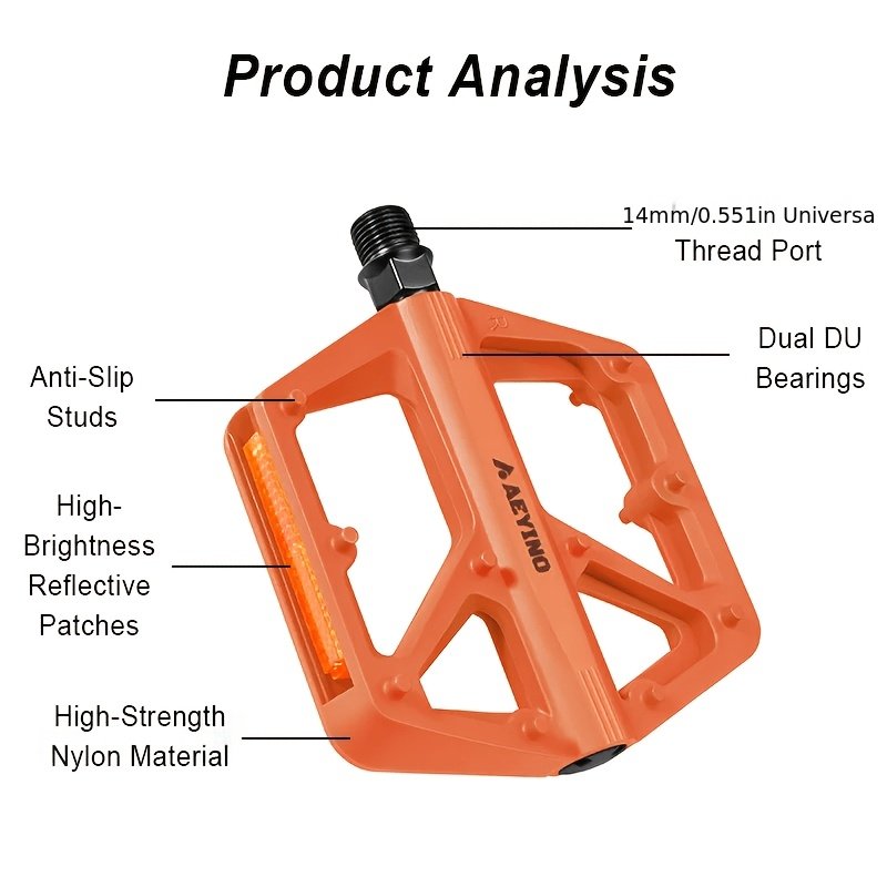 AEYINO Ultralight Wide Flat Bicycle Pedals Anti-Slip Platform with DU Bearings